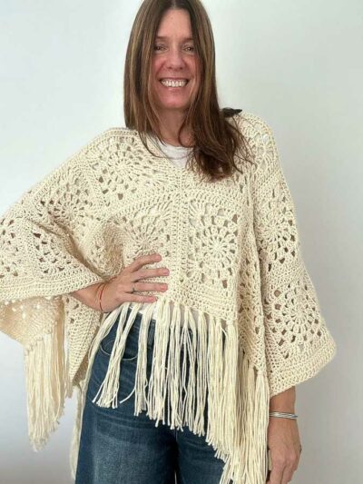 PONCHO NINA - LANA MERINO - NATURAL